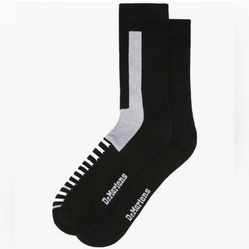 🆕 Dr. Martens Double Doc Socks Black White M/L Boot Socks